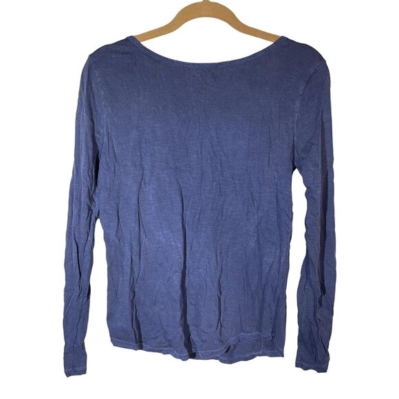 Bongo long sleeve shirt lace buttons pleats blue cotton medium armpit to armpit - Picture 2 of 8